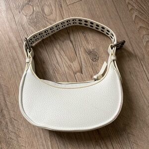 Half Moon Riveted White Bag